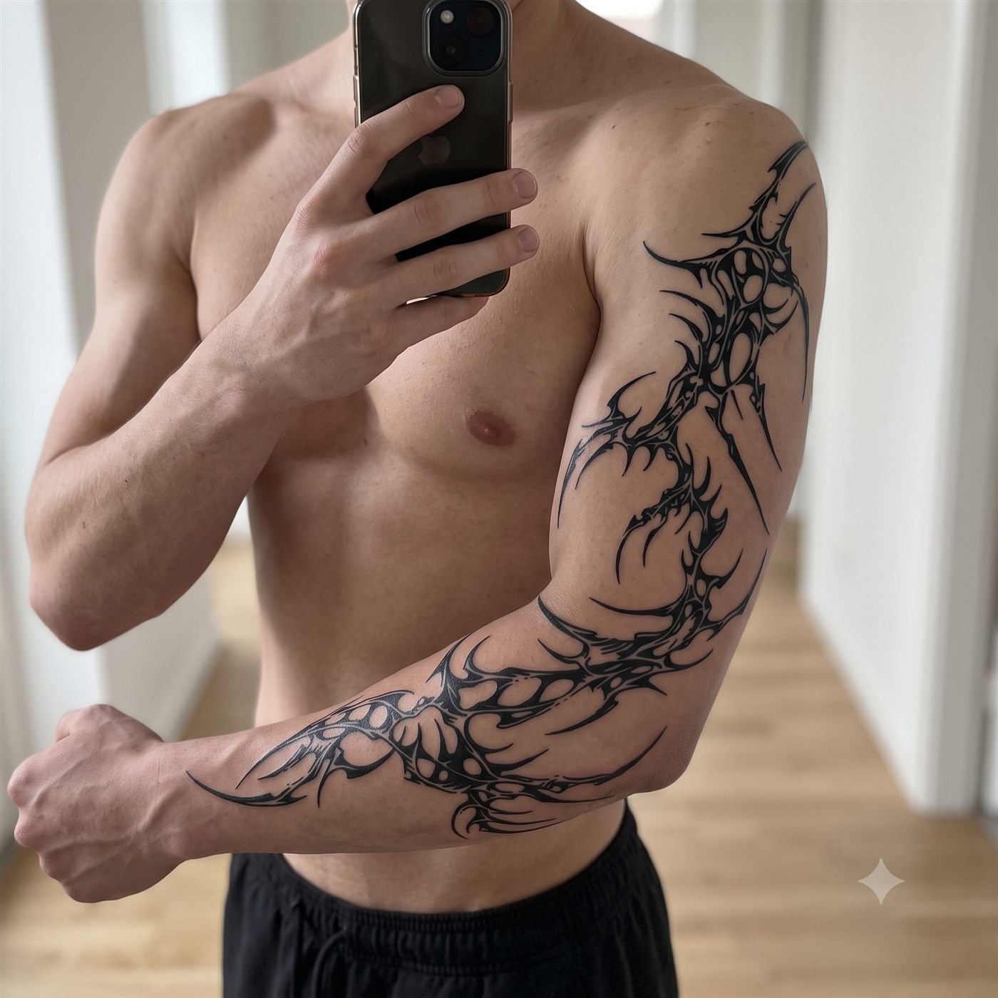 Cybersigilism temporary tattoo sleeve on skin